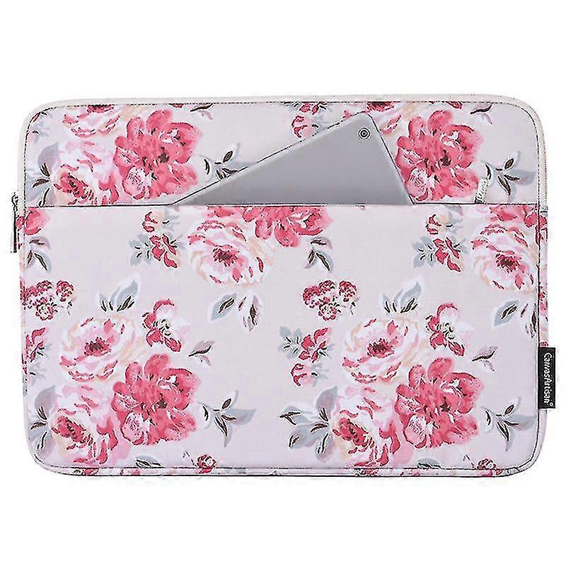 Canvasartisan H10-11 Rose Flower Pattern Portable Laptop Storage Case Shockproof Pu Leather Carrying Bag For 14-inch Notebook