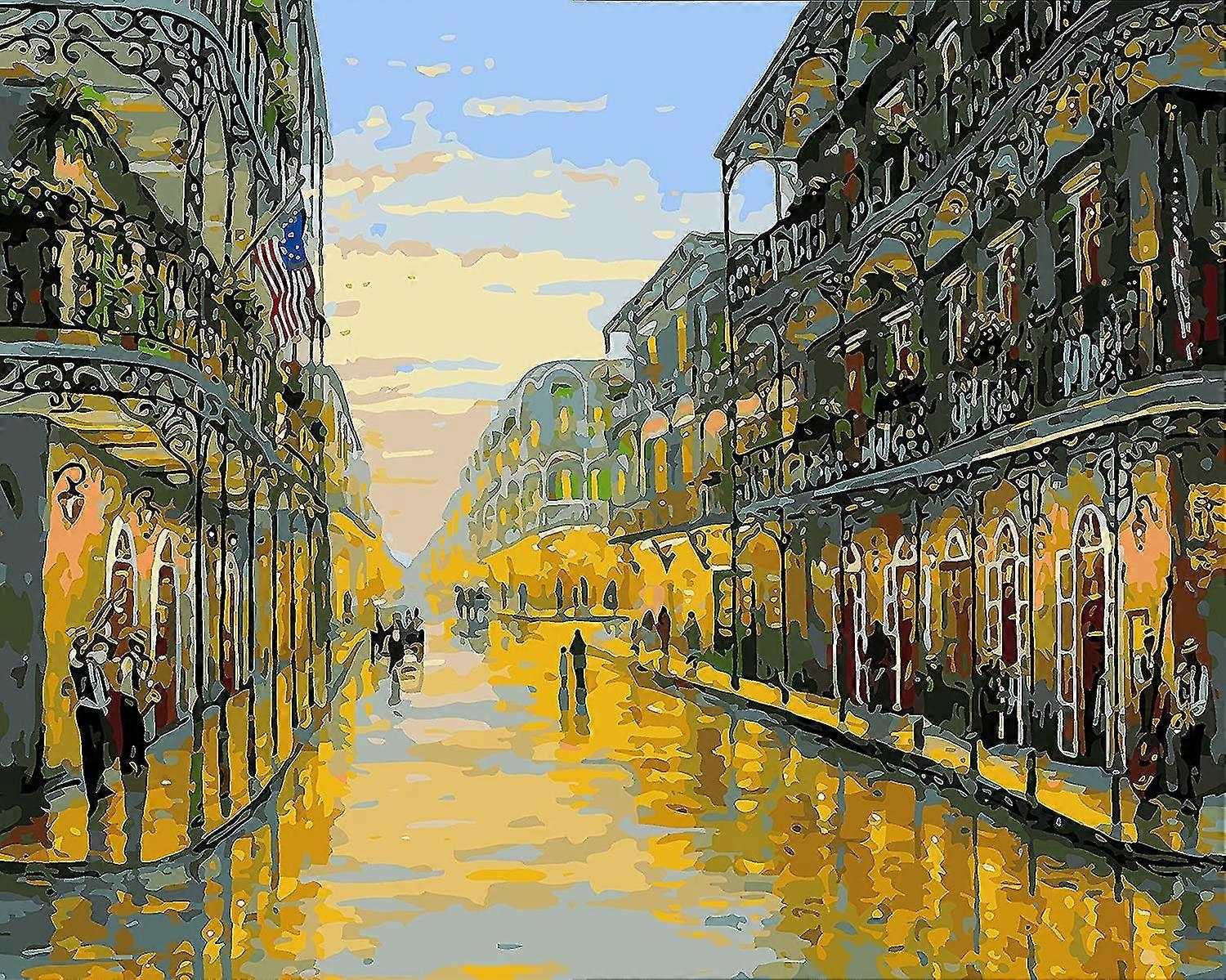 Diy Pre-printed Canvas Oil Painting Gift For Adults Children Painting By Numbers Kits Home Home Decor Leisure Sunset Frameless 40 * 50cm