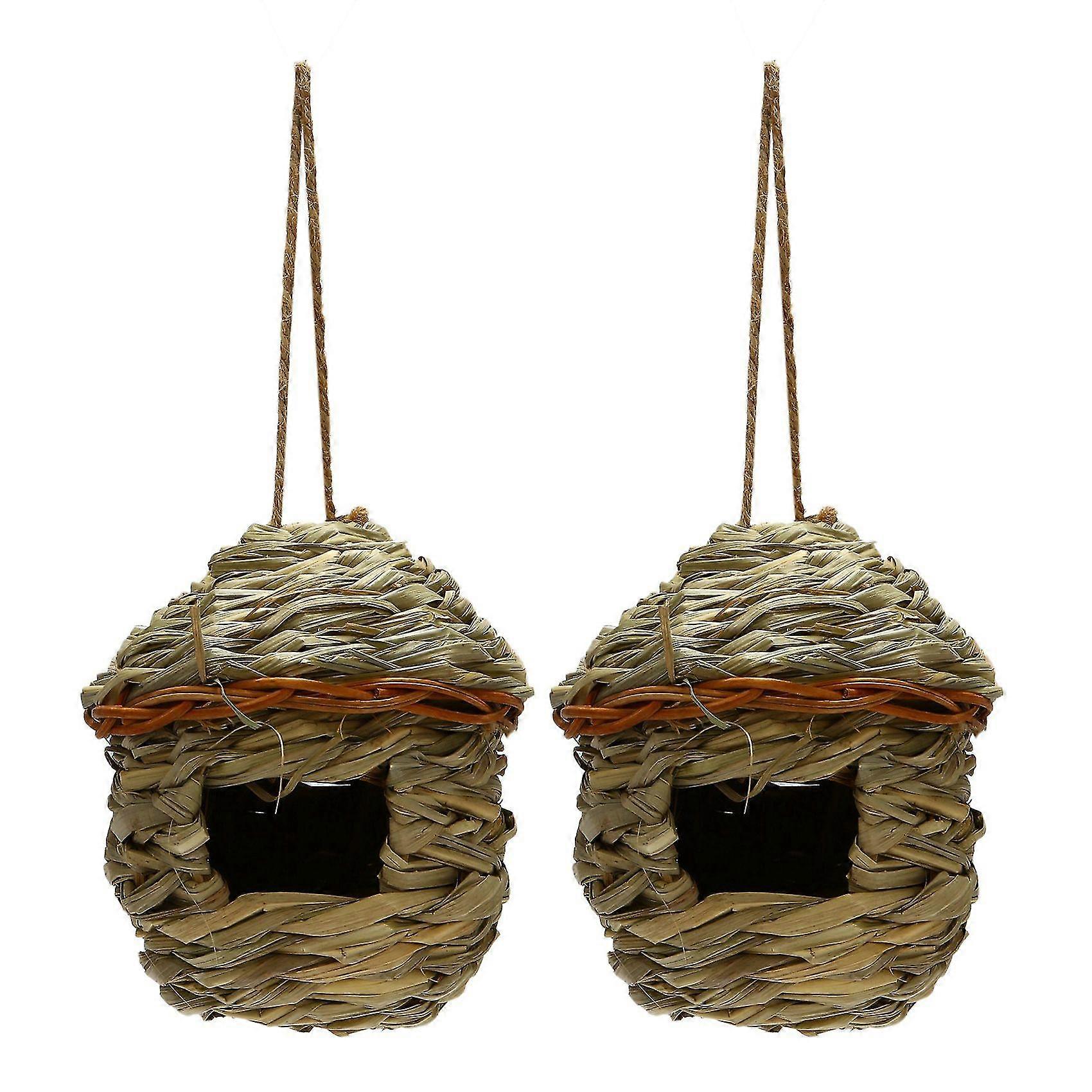 3x Grass Bird Hut ,cozy Resting Place For Birds,provides Shelter From Cold Weather,hand Woven Bird