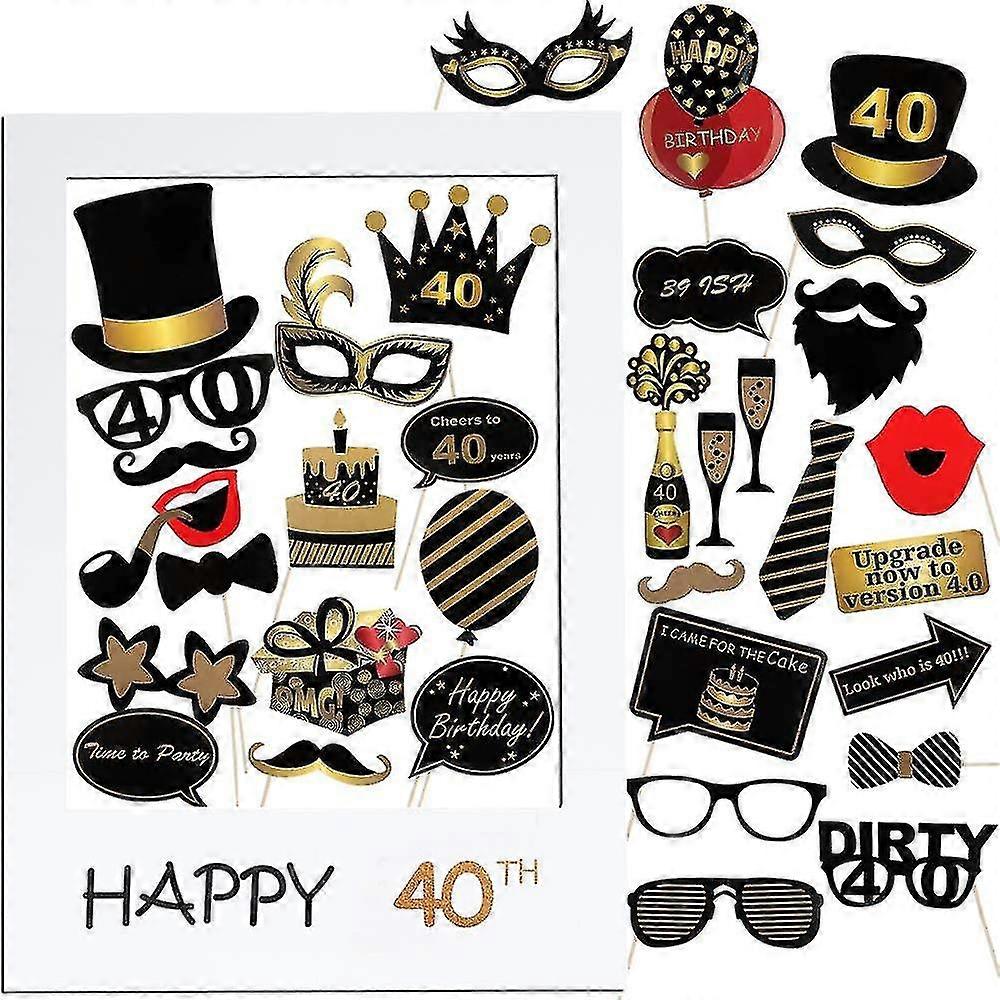 40$ο συμβαλλόμενο μέρος γενεθλίων τα στηρίγματα φωτογραφιών 35pcs, φωτογραφικός θάλαμος φωτογραφιών πάρτι γενεθλίων στηρίγματα Diy Photobooth συμβαλλόμενα μέρη διακόσμηση γενεθλίων