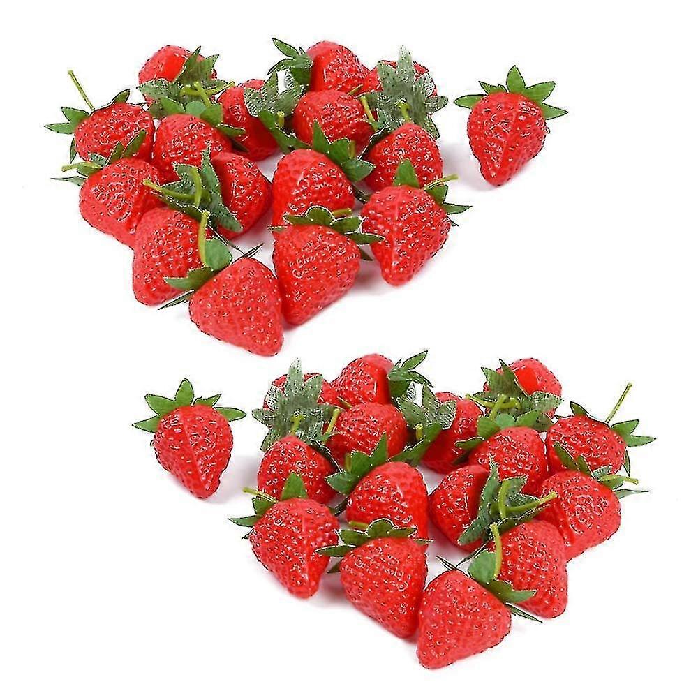 50pcs Fake Strawberry Artificial Lifelike Small Strawberries Simulation Fruits Festival Decoration