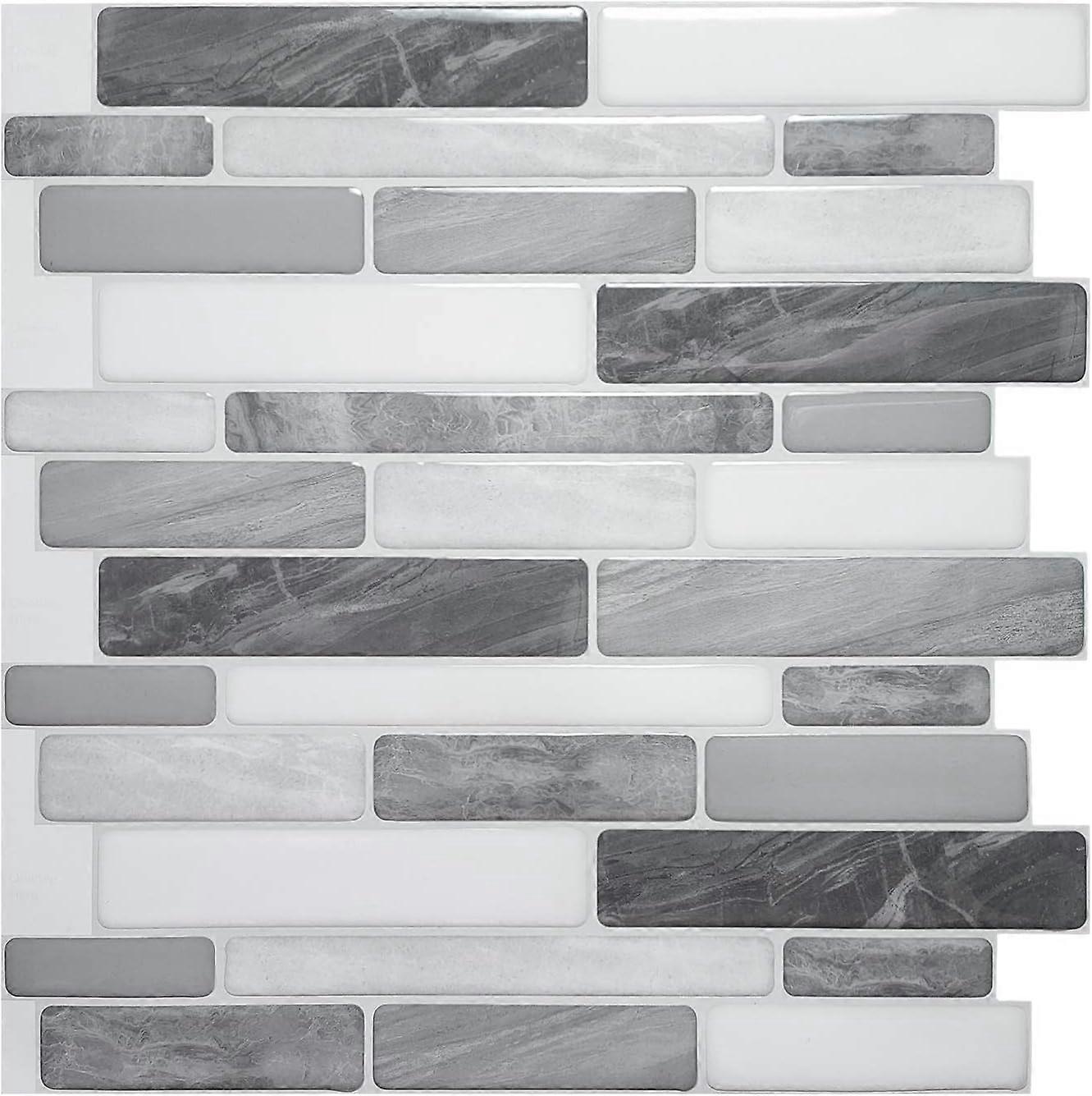 10-Sheet Self Adhesive Backsplash Tiles for Kitchen Bathroom, 12 in. x 12in. Grey Marble Design