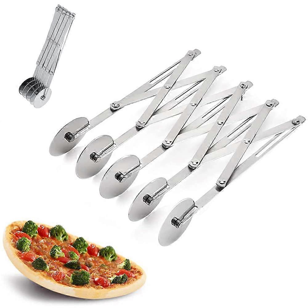 5-hjulet dejskærer, 5-hjulet rustfrit stålskærer, dejdeler i rustfrit stål, justerbar pizzaskærer, 5-hjulsskærer, pizzaskærer med hånd