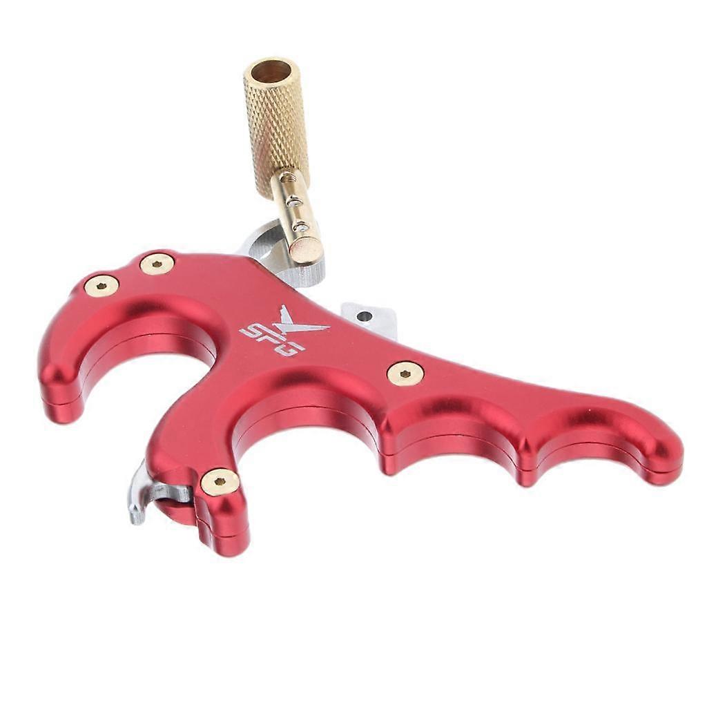 Archery Release Aid Trigger 4 Finger Grip for Compound Bow Hunting Red
