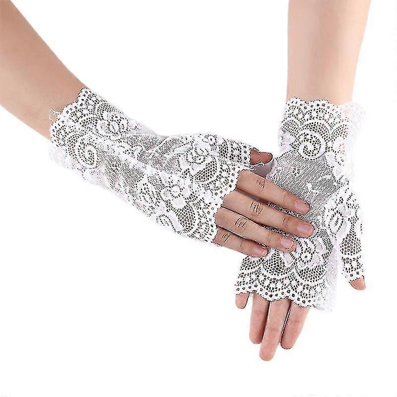 Γυναίκες κοίλα γάντια γαμήλιο πάρτι νύφη Mittens καθαρή mesh χωρίς δάχτυλα γάντια