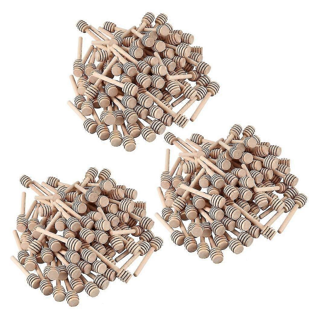 300 Pack Of Mini 3 Inch Wood Honey Dipper Sticks, Individually Wrapped, Server For Honey Jar Dispen