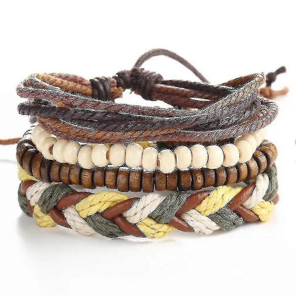 Hmwy-beads Adjustable Leather Bracelet Multi-layer