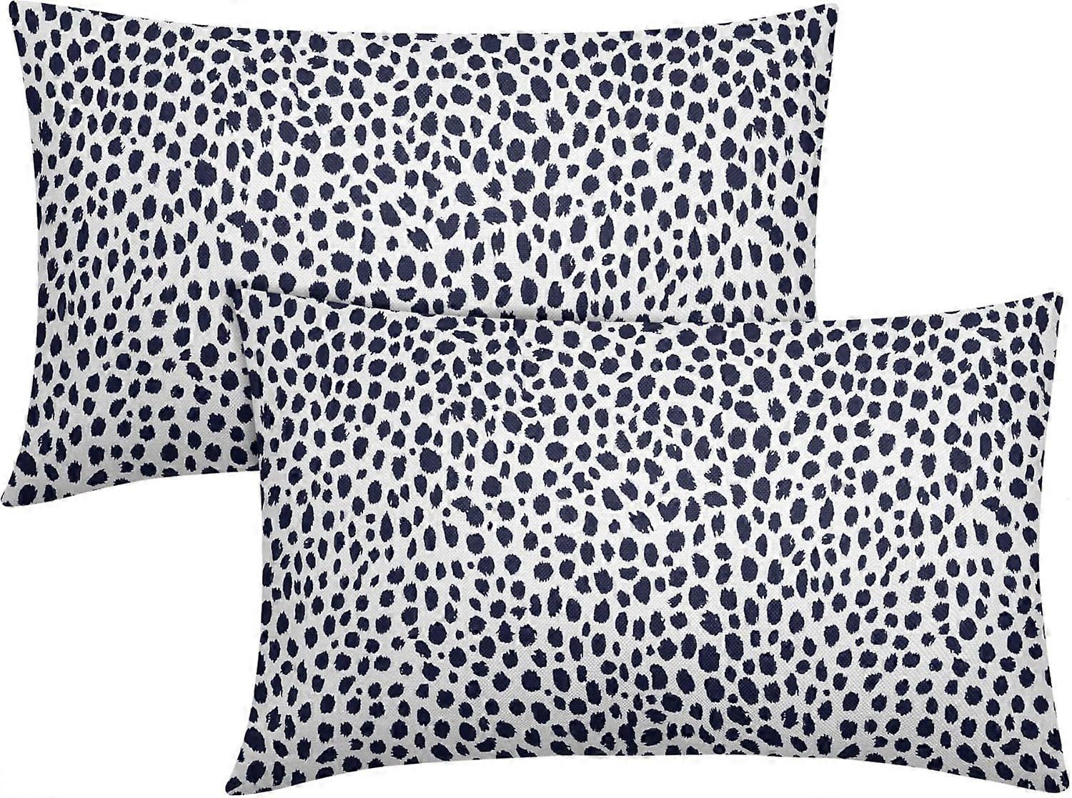 Námornícke modré krémové bedrové obliečky na vankúše 12x20 palcov Boho dizajn Polka Dot Throw Vankúš Súprava 2 moderných ťahov štetcom Potlač Vankúš Obliečka na vankúš Bavlnená línia