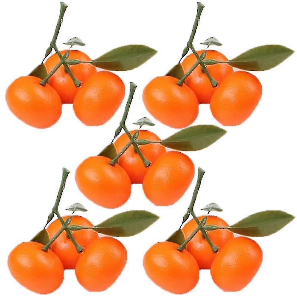 5 Pcs Artificial Oranges Lifelike Simulation Fruit Set Plastic Realistic Fruit