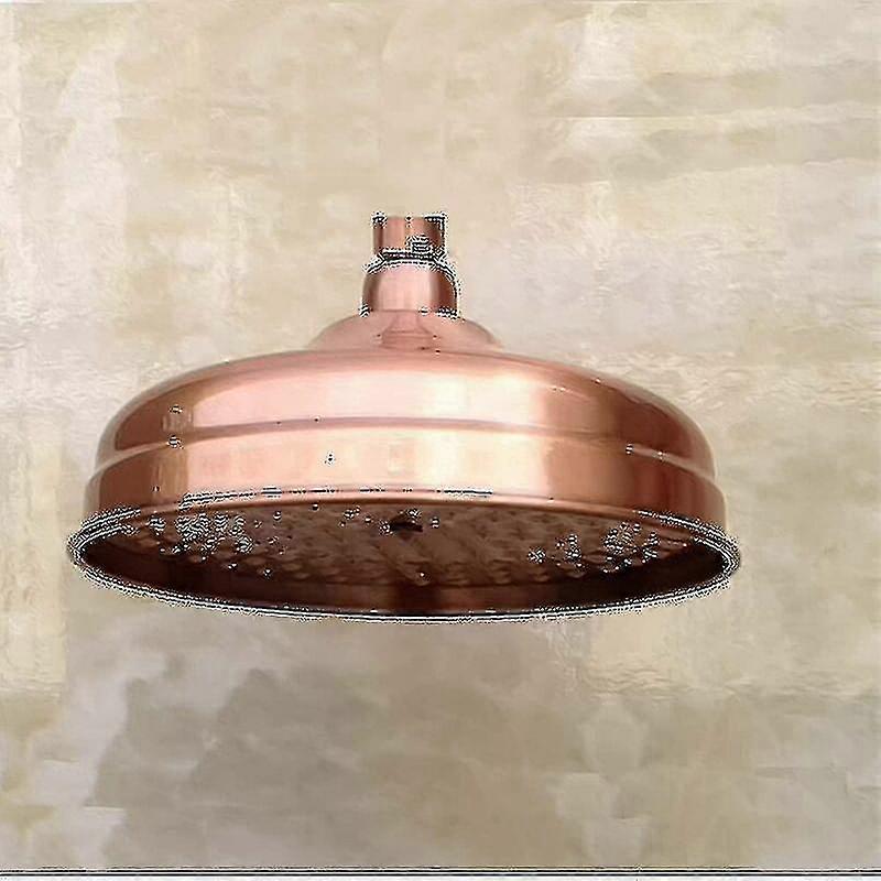 Kopparduschmunstycke, 20 cm (8 tum) diameter, högtrycksduschmunstycke med fast duschmunstycke och justerbart vinkelduschmunstycke, regnduschmunstycke - guld