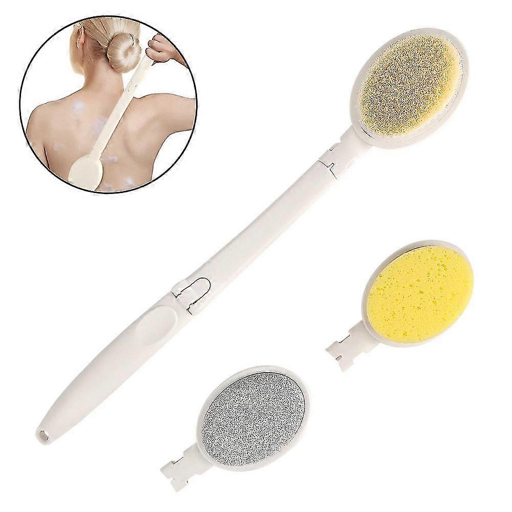 Bathroom Body Brush Set With Long Handle, 3 In 1 Foldable Shower Brush