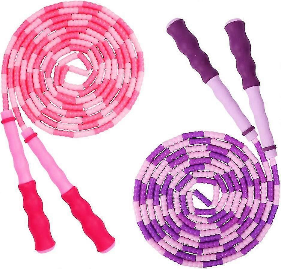 Lot de 2 cordes à sauter réglables pour enfants, avec perle en caoutchouc, pour rester en forme, s'entraîner et s'entraîner - 2,7 m