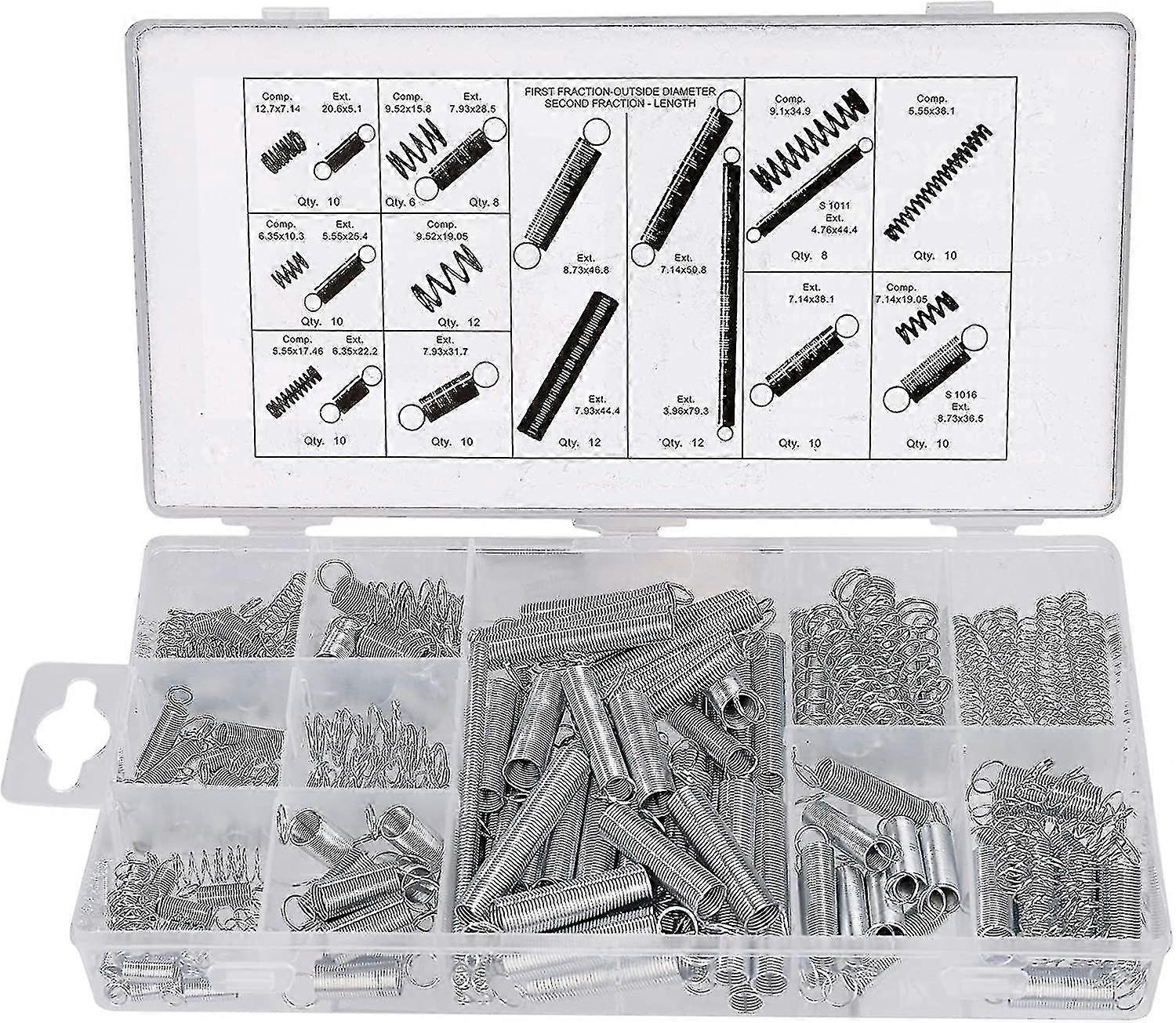 Assortment Of Compression And Extension Springs 20 Sizes Small Assorted Galvanized Steel Springs 200 Pieces