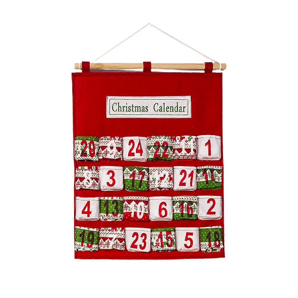 Christmas Advent Calendar Wall Hanging Bag with 24 Pockets - Multi-Layer Candy Storage Bag Decoration