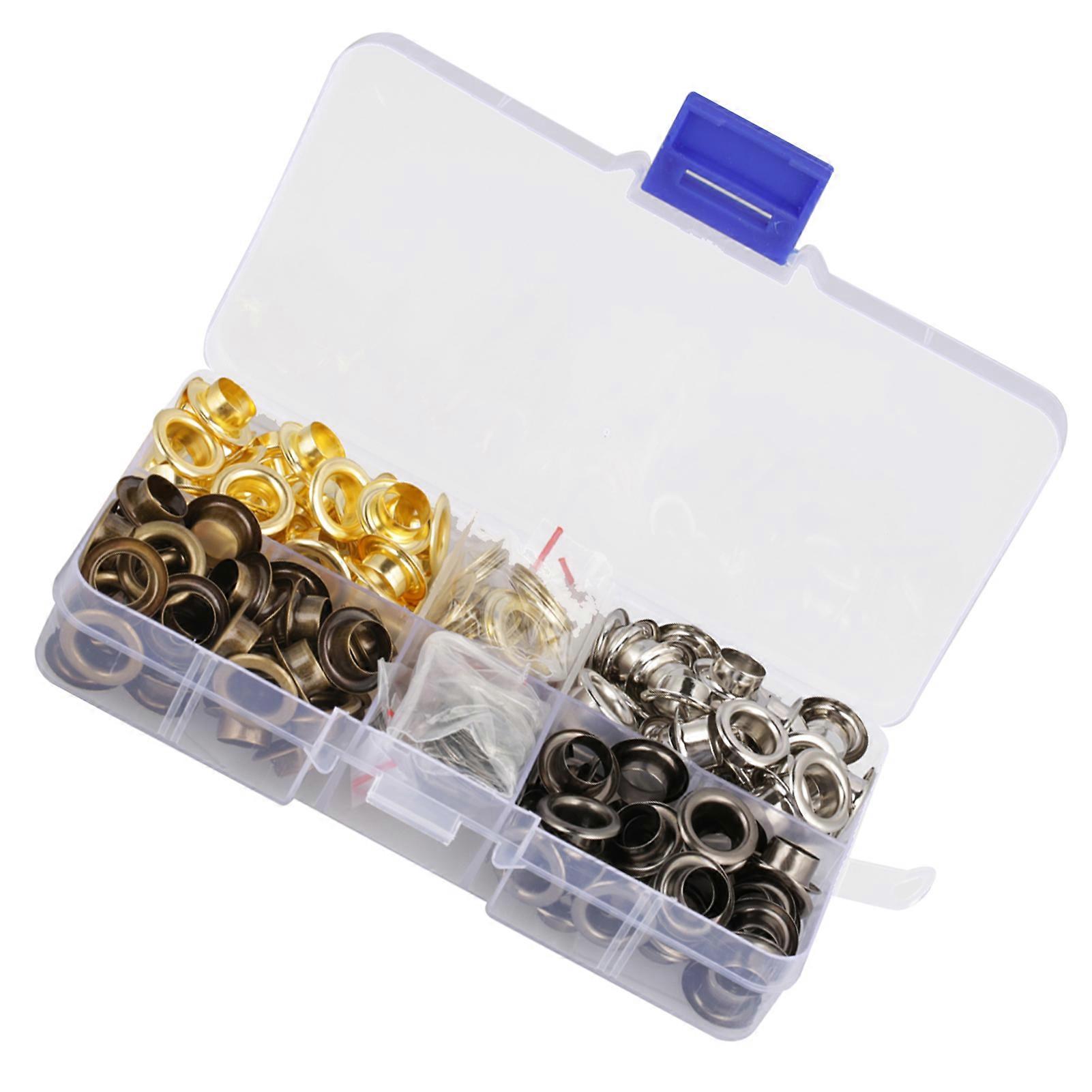 140sets/box 8mm Brass Eyelet Grommet Set Craft Clothes Accessories