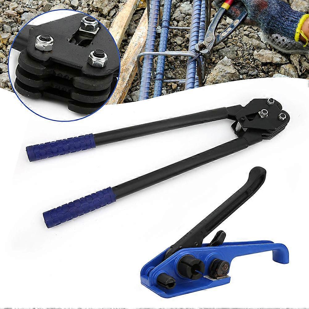 Plastic Steel PET Strap Banding Strapping Kit Pallet Packaging Tool, Manual Strapping Tensioner Tool, Heavy Duty Buckle Crimper Pliers for Paper Alum