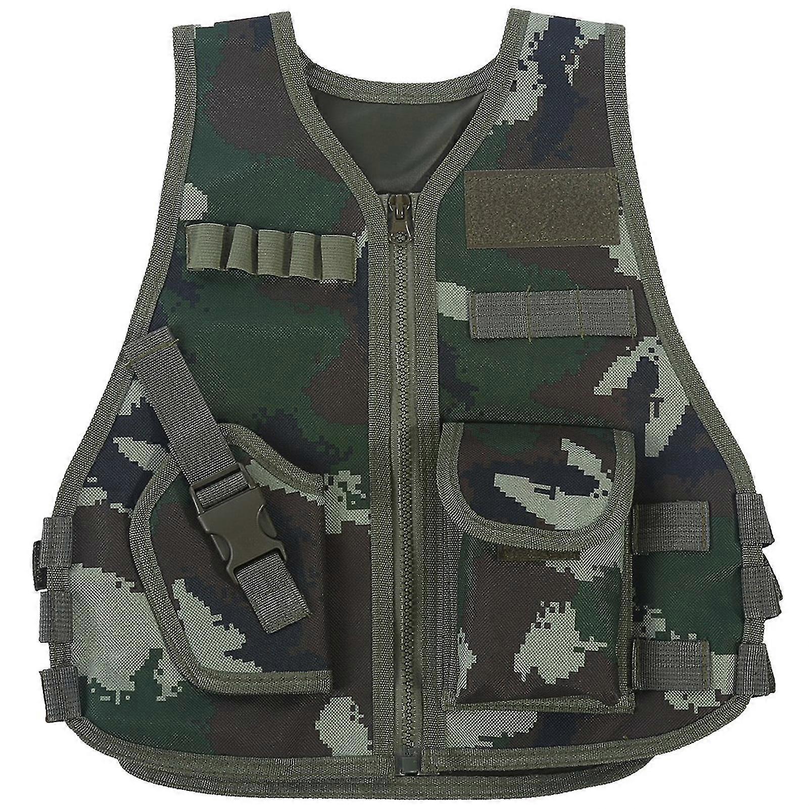 Camouflage Kids Jungle Vest with Multiple Pockets (Size L) for Outdoor Combat and Hunting Games