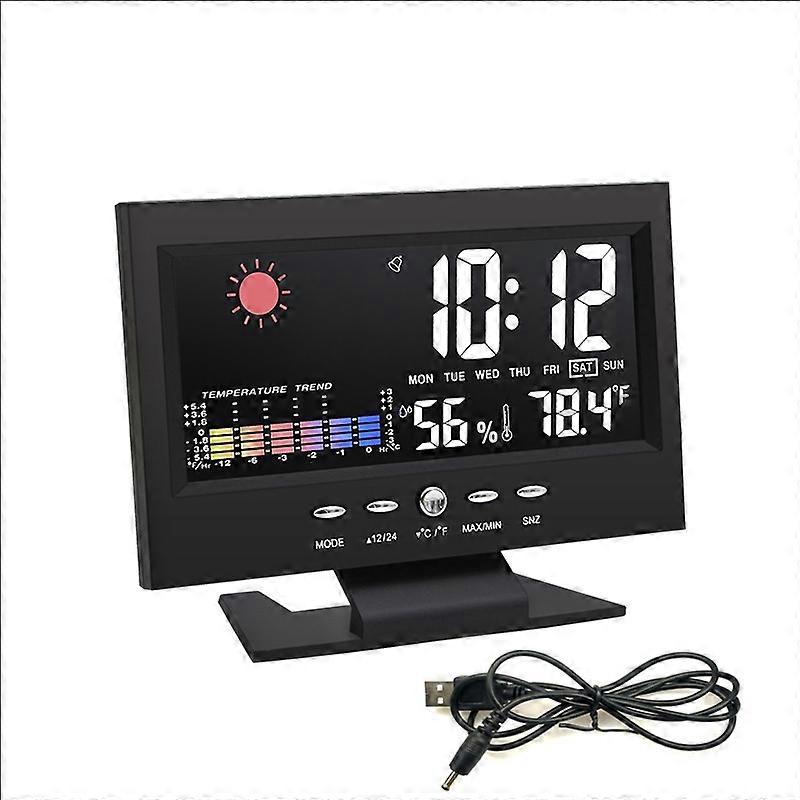 8082T Weather Forecast Clock Black + USB Black + USB