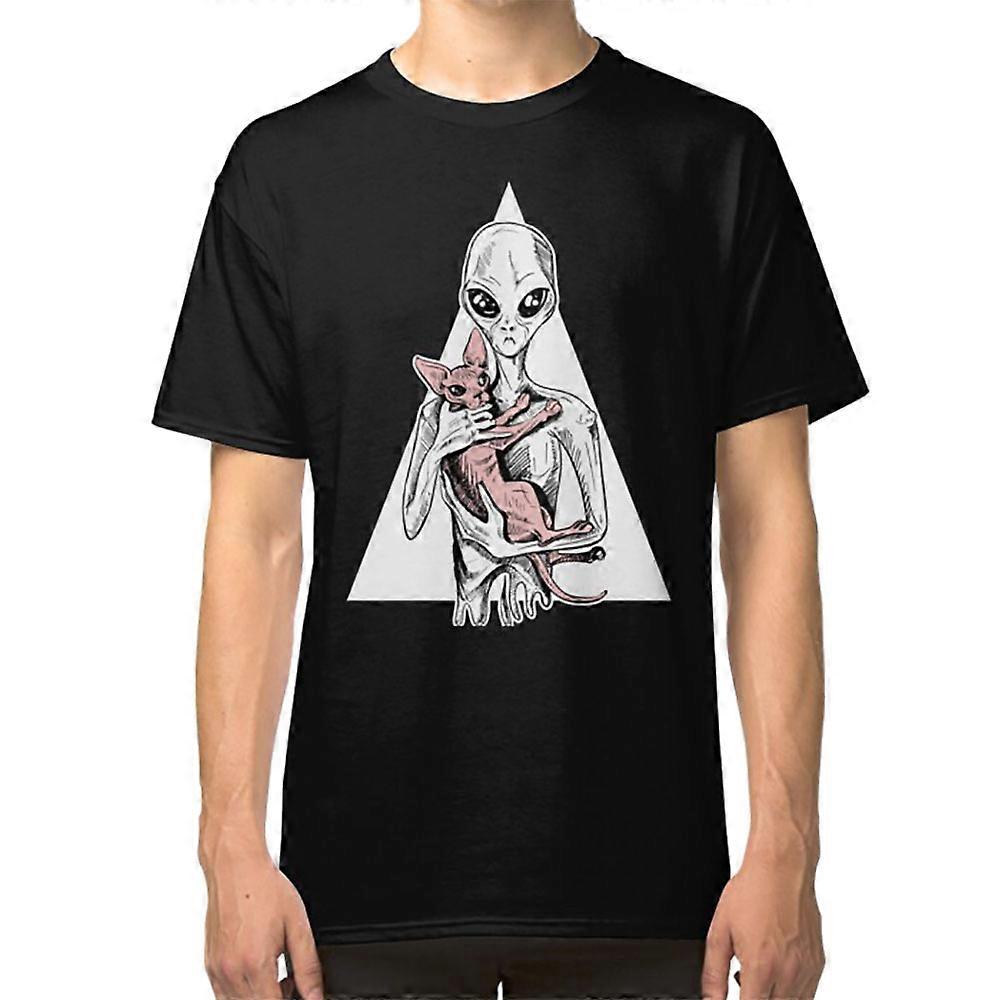 Alien com camiseta de gato sphynx