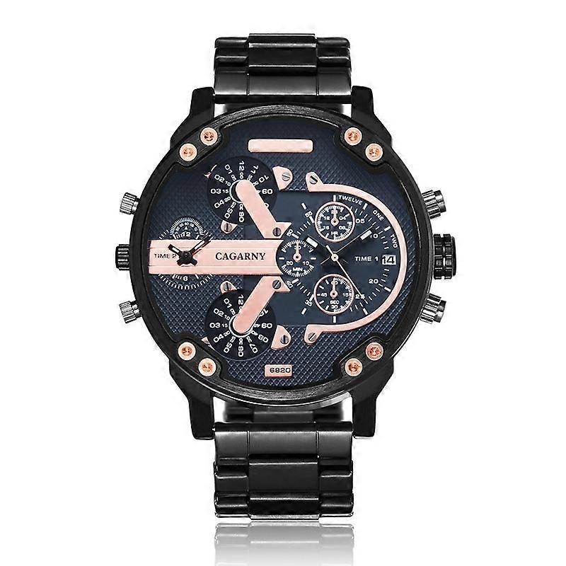 6820 Stainless Ste Band Quartz Dual Movement Watch blue