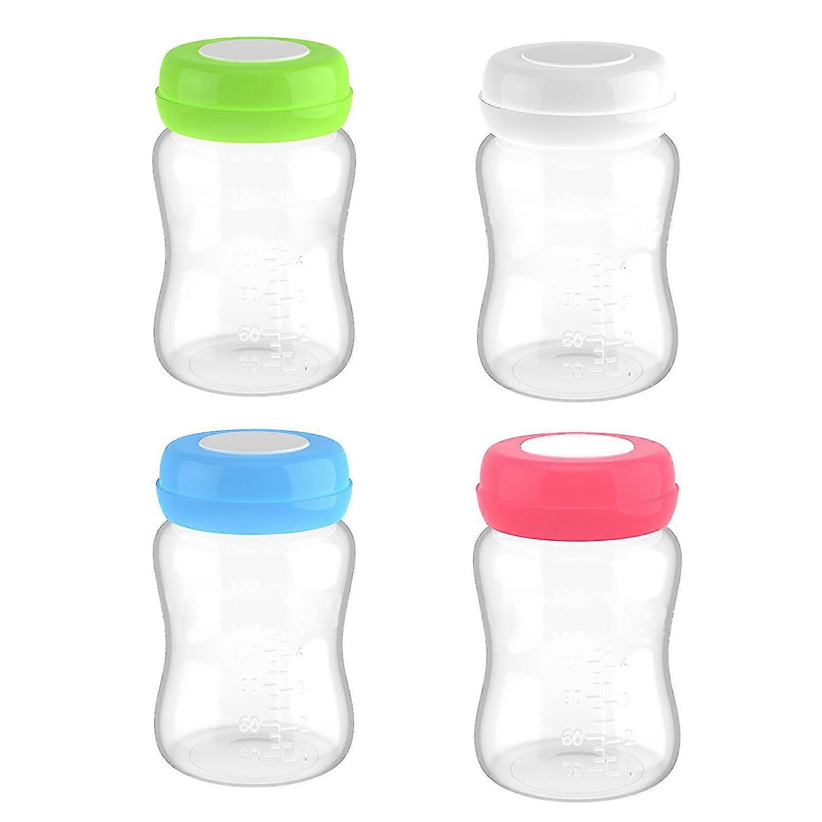 Breastmilk Storage Bottles 180ml Leakproof Wide Caliber with Silicone Gasket - Set of 4