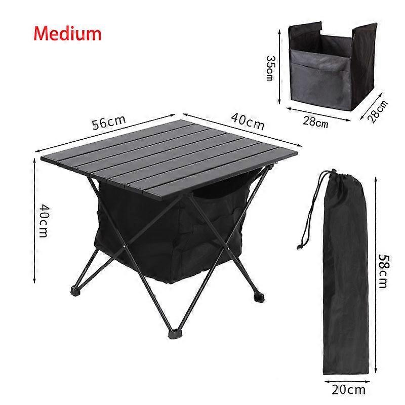 Aluminum Alloy Folding Camping Table, ultra-light, black in color, for barbecue picnic, with storage bag