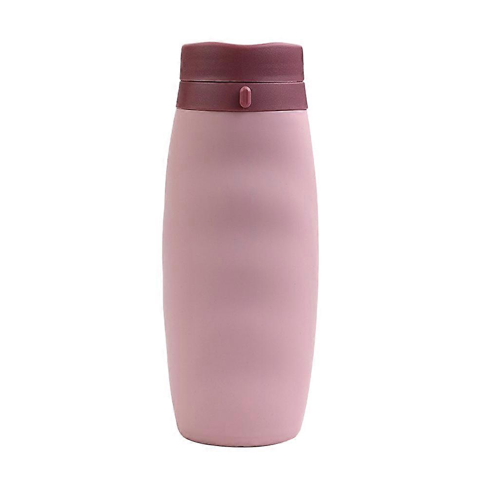 600ML Portable Collapsible Water Bottle Silicone Drinking Cup Sports Bottle Outdoor Kettle Foldable CupPink)