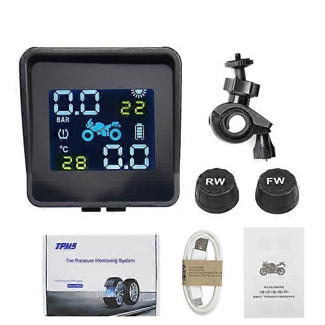 Best quality USB Solar Charging Motorcycle Motor Tire Pressure Tyre Temperature Monitoring Alarm System with 2 External