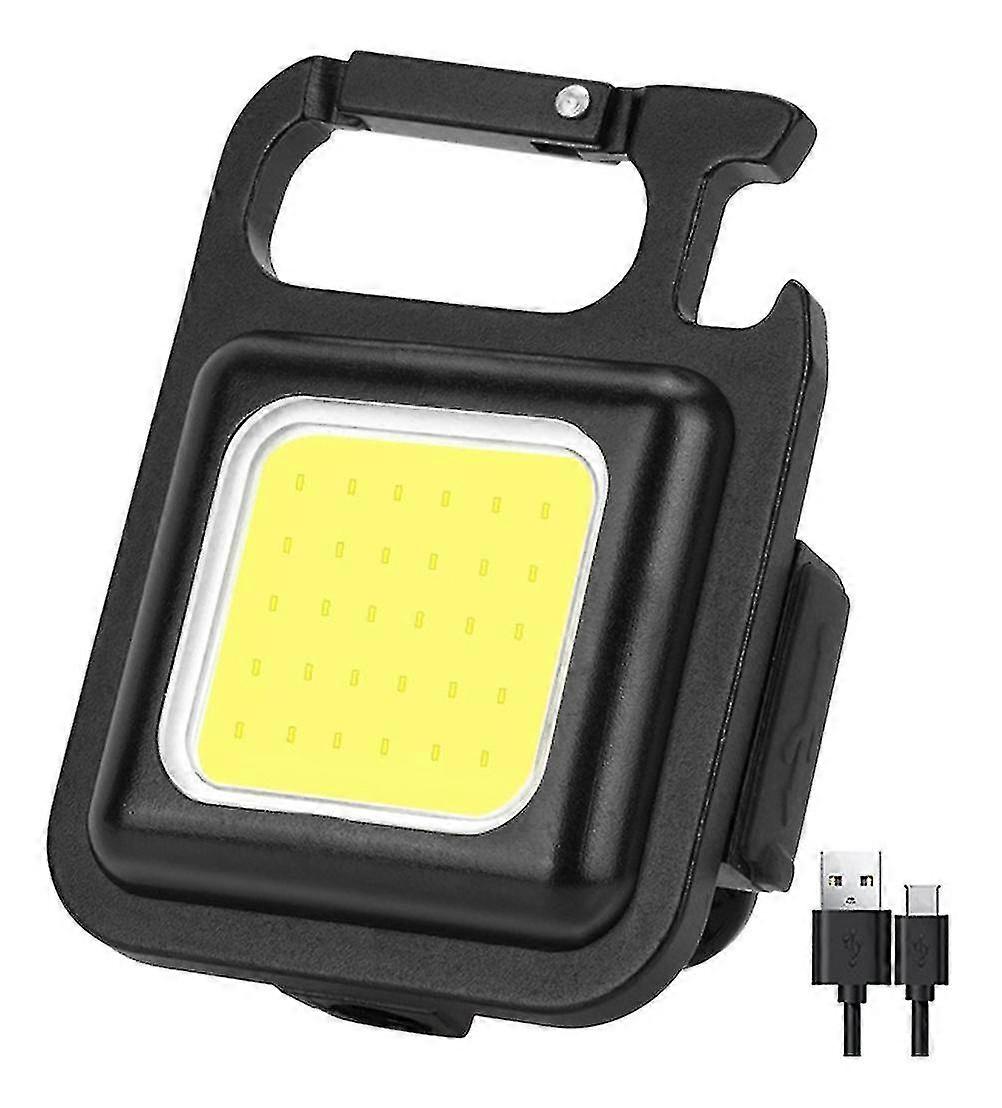 Small Portable Flashlight Led Work Light Usb Mini Keychain Light (black) (1pcs)