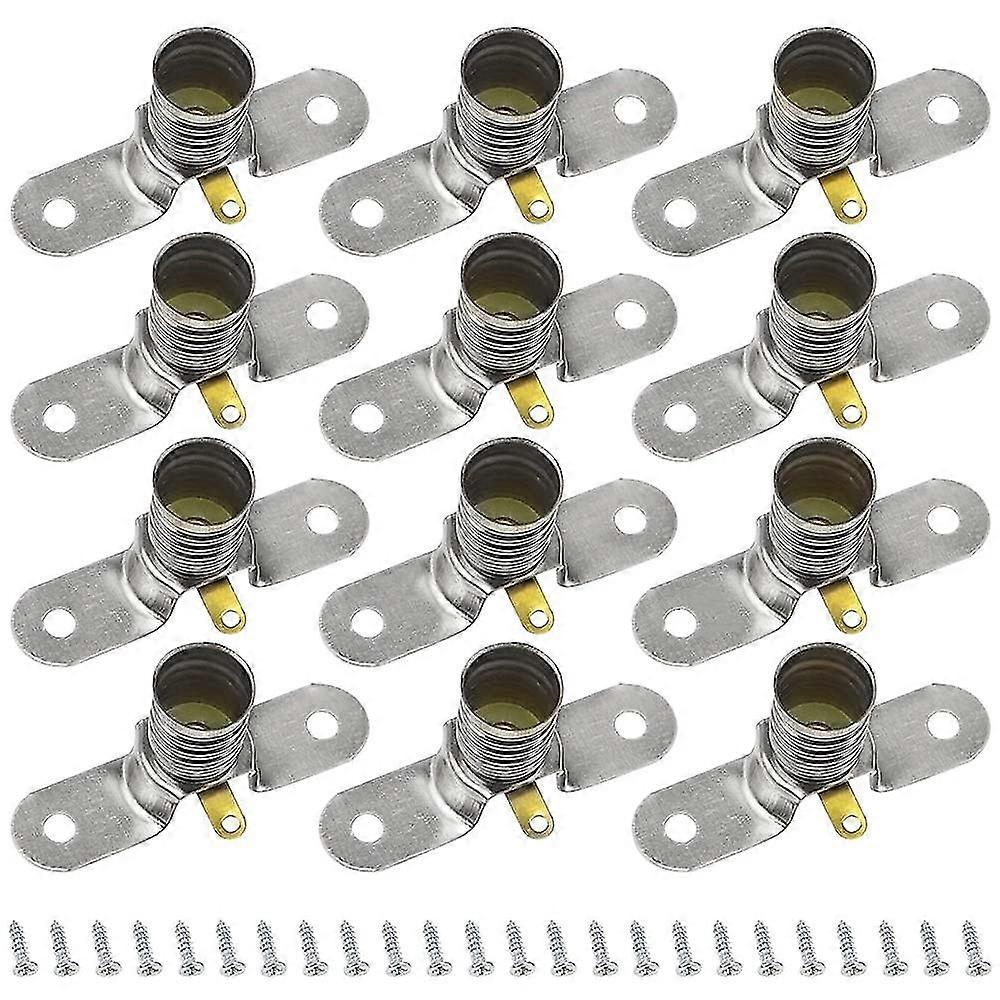 12 Pack E10 Socket For Screw Light Bulbs 4 X 1.8 Cm Silver Metal - Led Lamps Socket Base Small E10