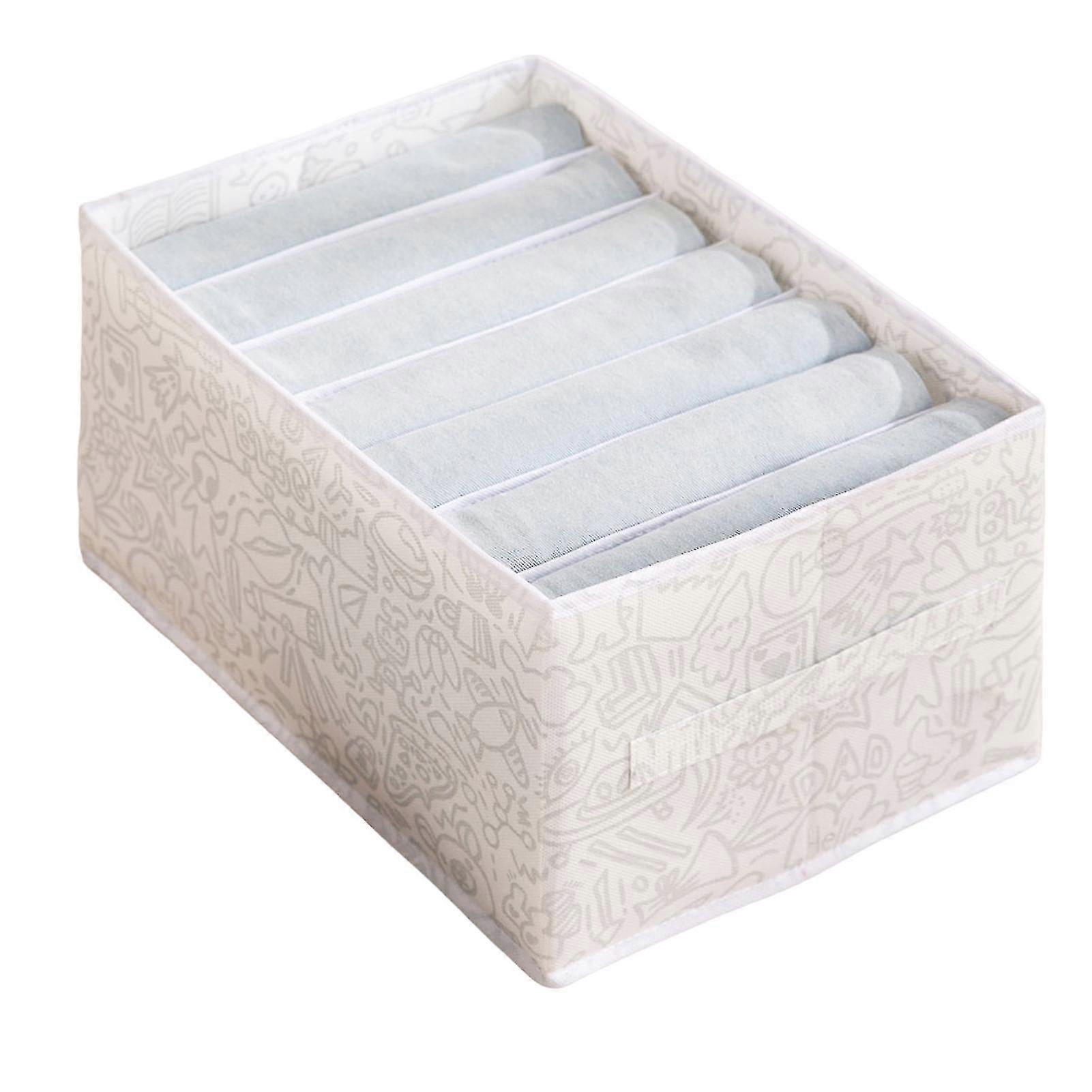 7 Grids Clothes Drawer Organizer Clothes Storage Baskets Bin For Wardrobe Shelf Under Bed White