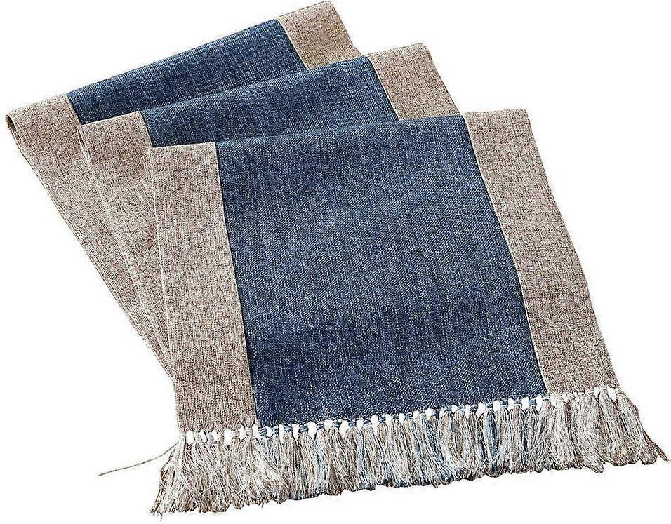 Rustic Table Runner for Living Room Washable Table Runner Long 15 x 71 Inch Blue