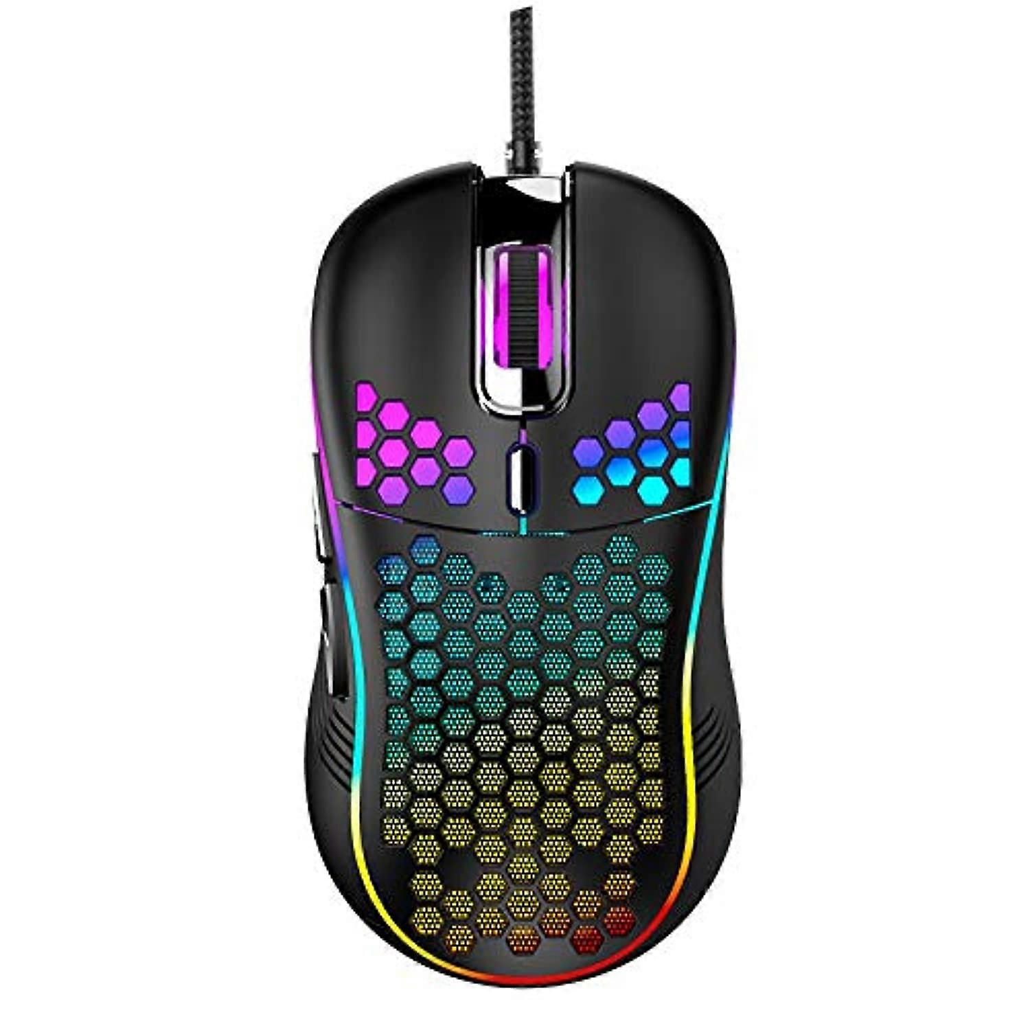 Honeycomb Wired Gaming Mouse, RGB Backlight and 7200 Adjustable DPI, Ergonomic and Lightweight USB Computer Mouse with High Precision Sensor for Windo