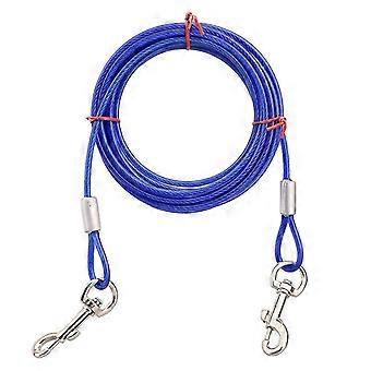 10m Steel Wire Pet Laisses pour deux chiens Anti Morsure Tie Out Câble Extérieur Plomb Double Laisse