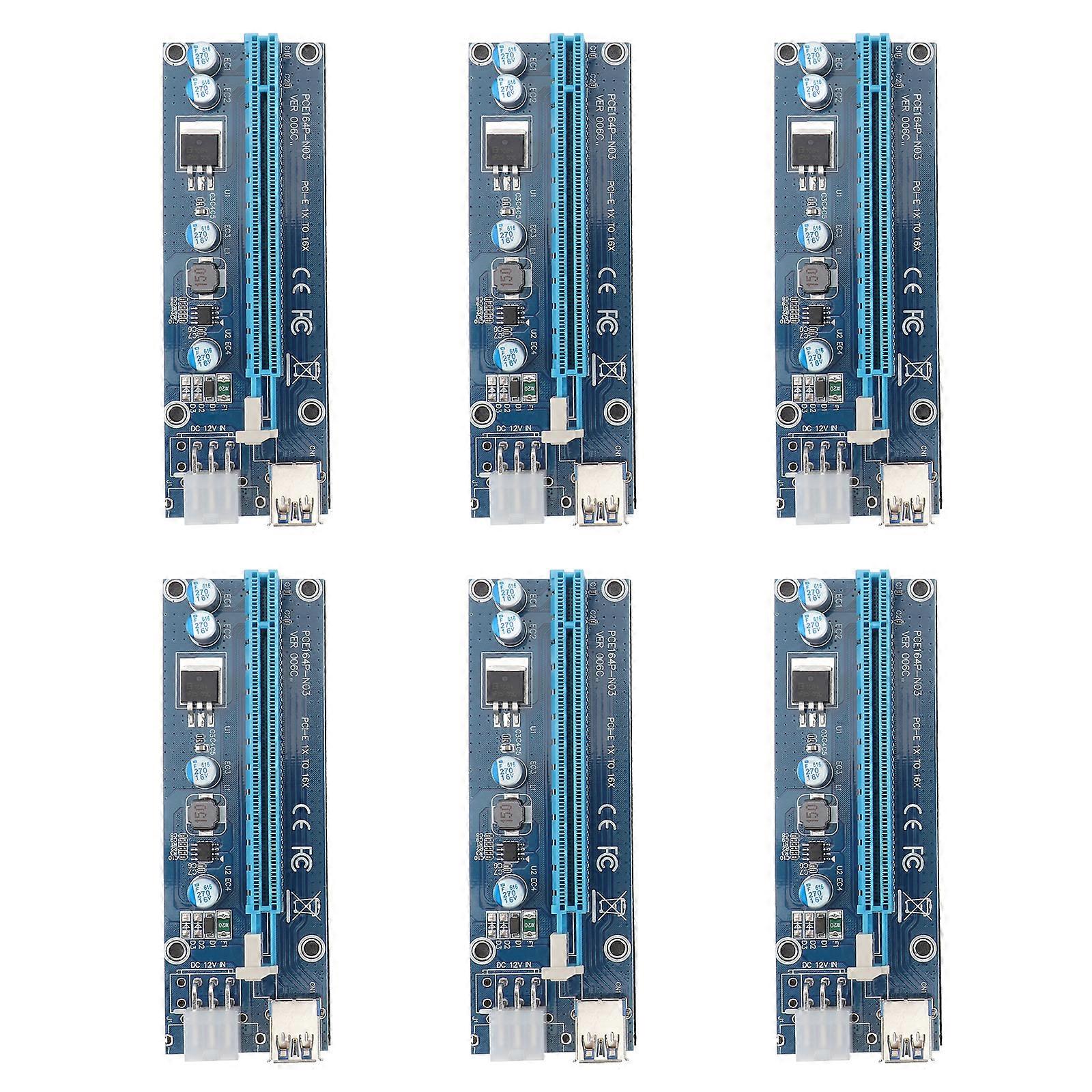 6 Sets PCI-E Mining Adapter Card 6-Pin GPU Riser Adapter Card Expansion Supply
