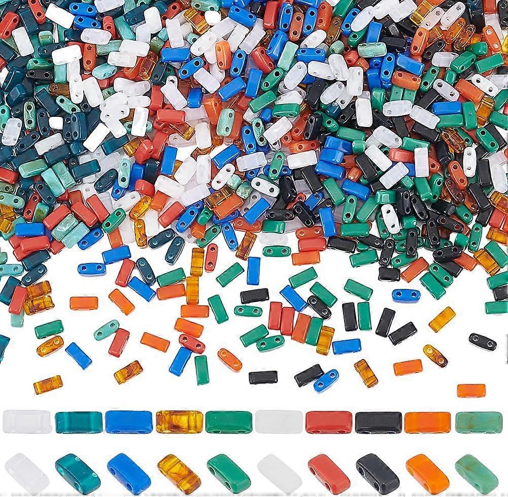 1000pcs 10 Colors Opaque Acrylic Slide Charms Rectangle Mixed Color 2.3x5.2x2mm Hole: 0.8mm 100pcs/color DIY