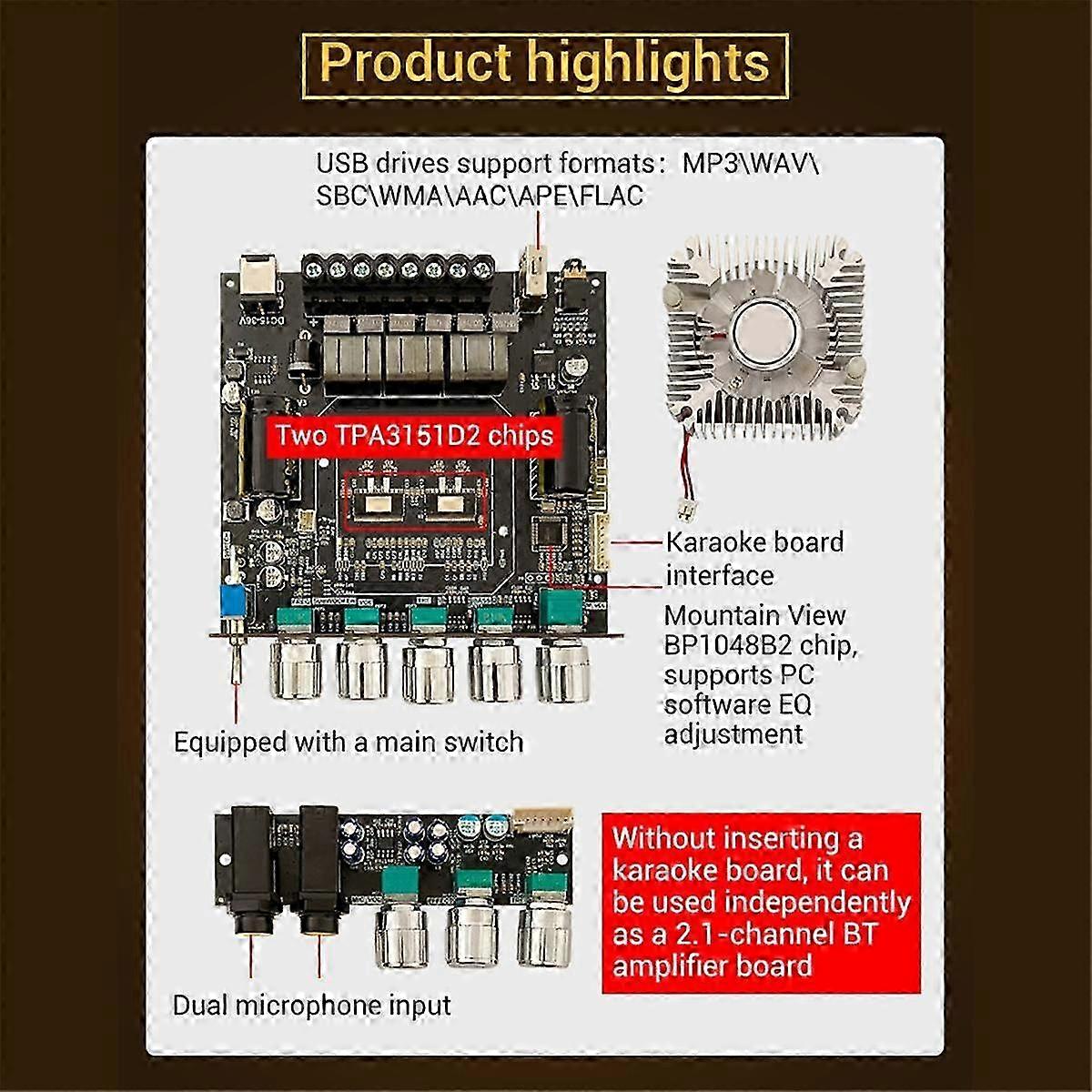 -dam L1 Bluetooth Power Amplifier Board Stereo 2x220w350w Bluetooth 5.0 Digital Power Audio Amplifier Module A