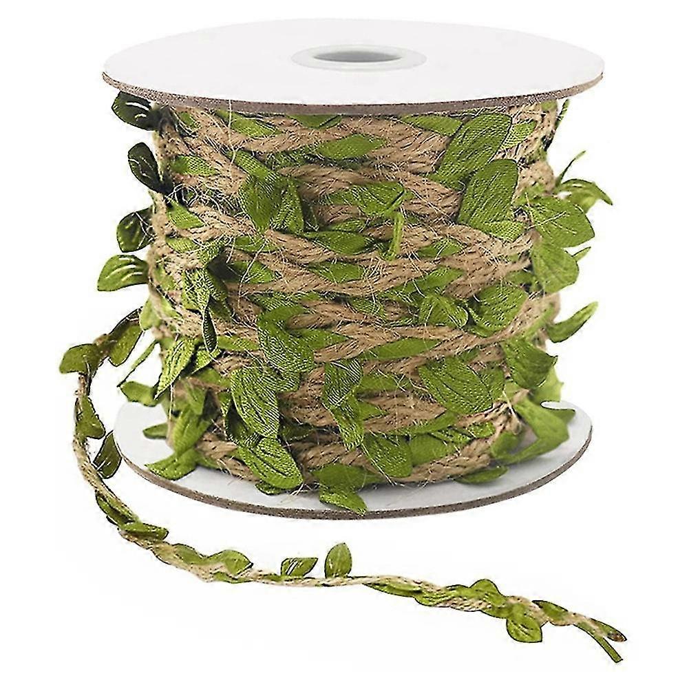 Natural Jute Twine 5mm Hessian Twine With Artificial Leaves Jute Twine For Diy Gift Wrapping Weddin Tw