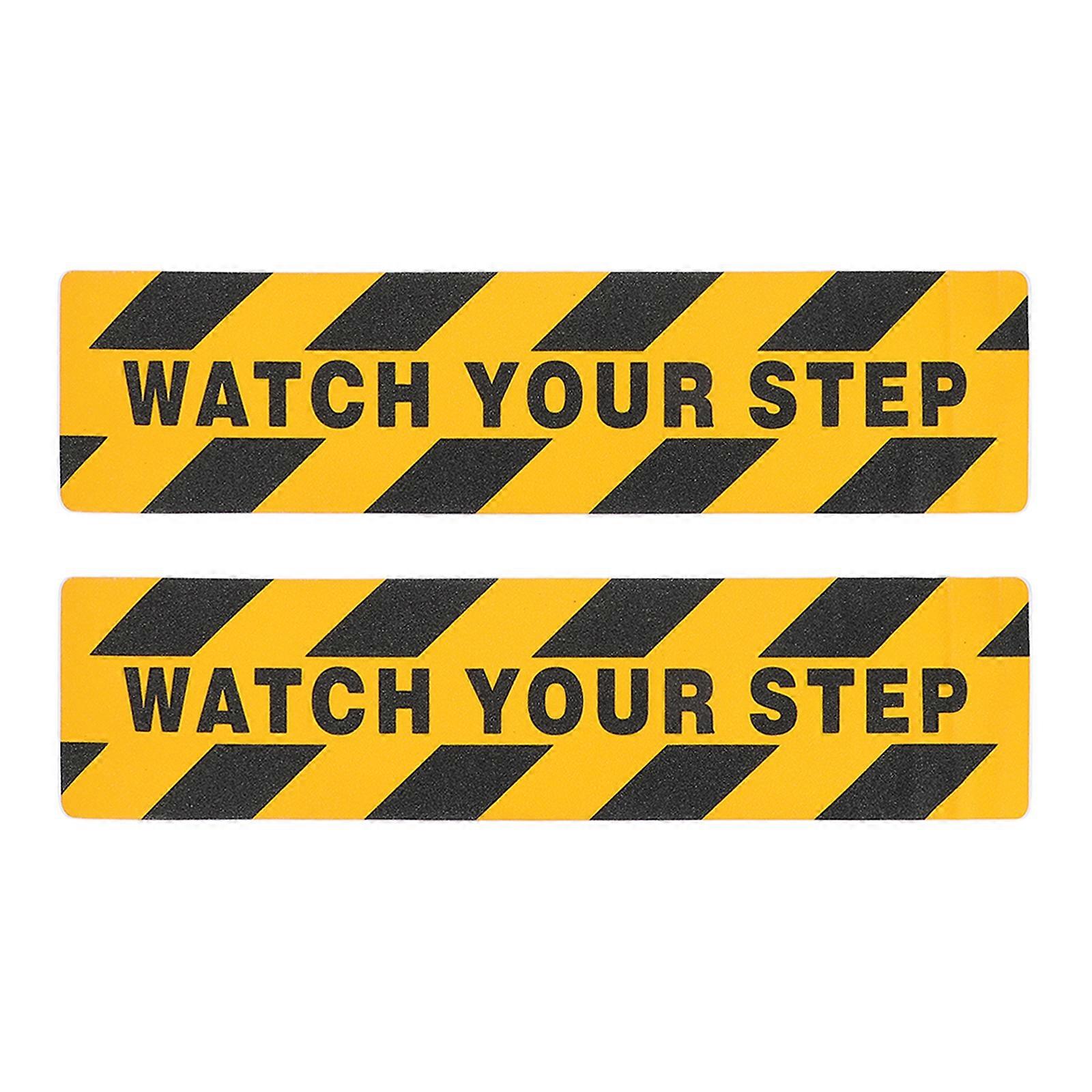 2Pcs Watch Your Step Floor Decals Warning Stickers Useful Adhesive Tapes