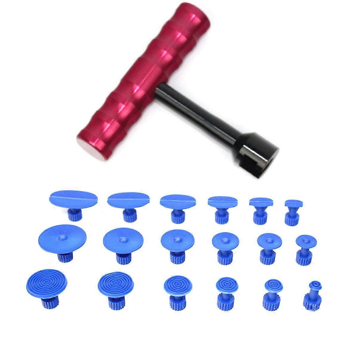 Car Body Paintless Dent Repair Tools Puller Grip T-handle Dent Puller Mini T-bar with 18pcs Puller Tabs
