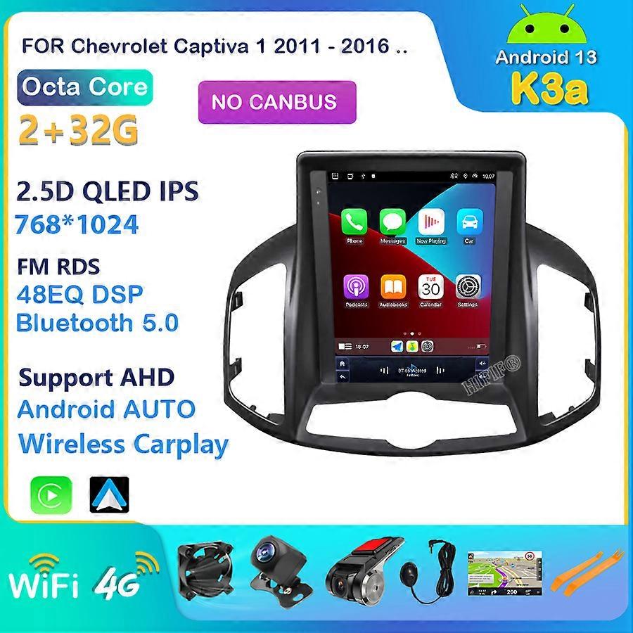 Android 13 for Chevrolet Captiva 2012-2017 Car Radio Tesla Style 10.4 Inch Screen Multimedia Player Autoradio No 2 Din