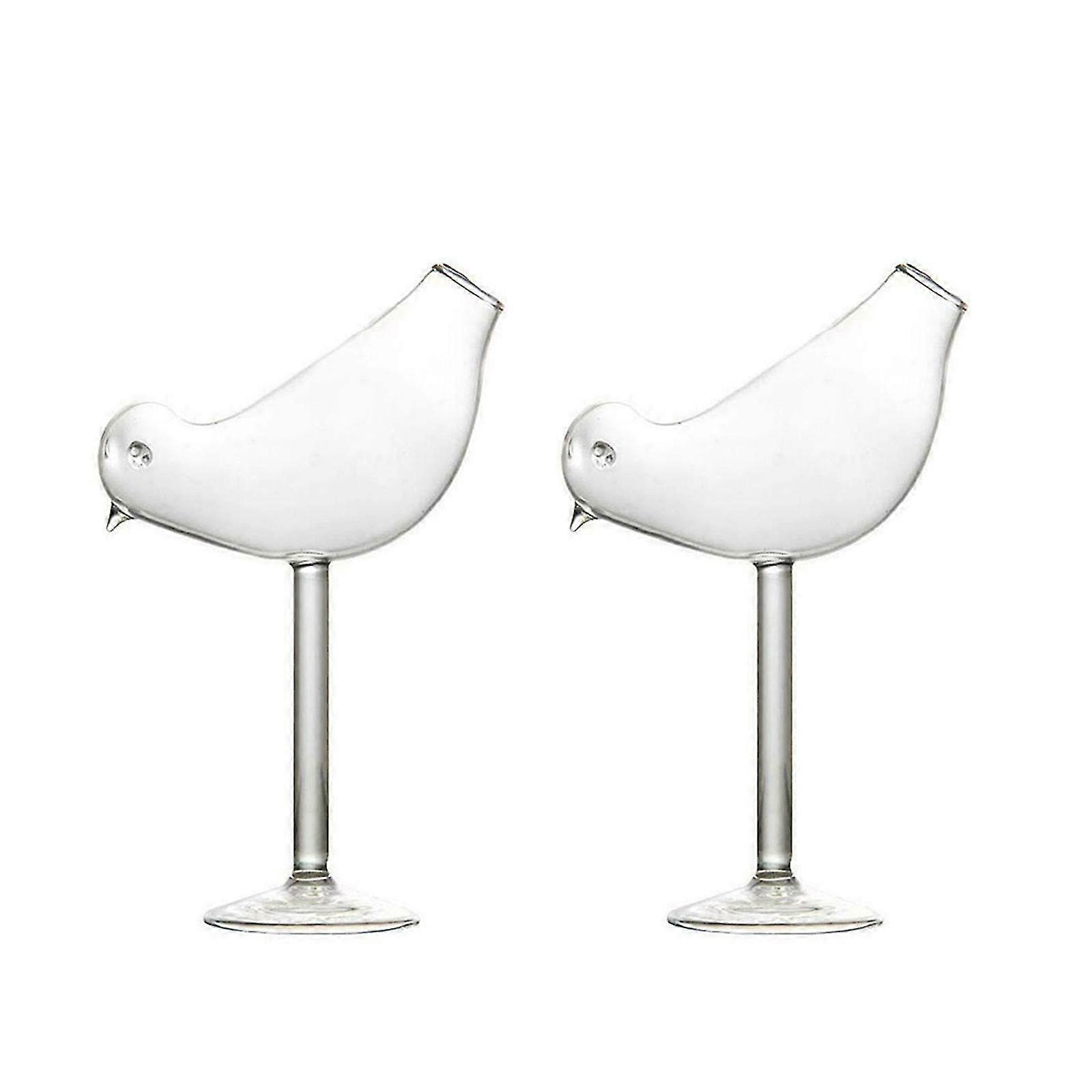 새 모양의 유리 와인 컵 위스키 안경 마시는 투명 칵테일 유리 1/2pcs