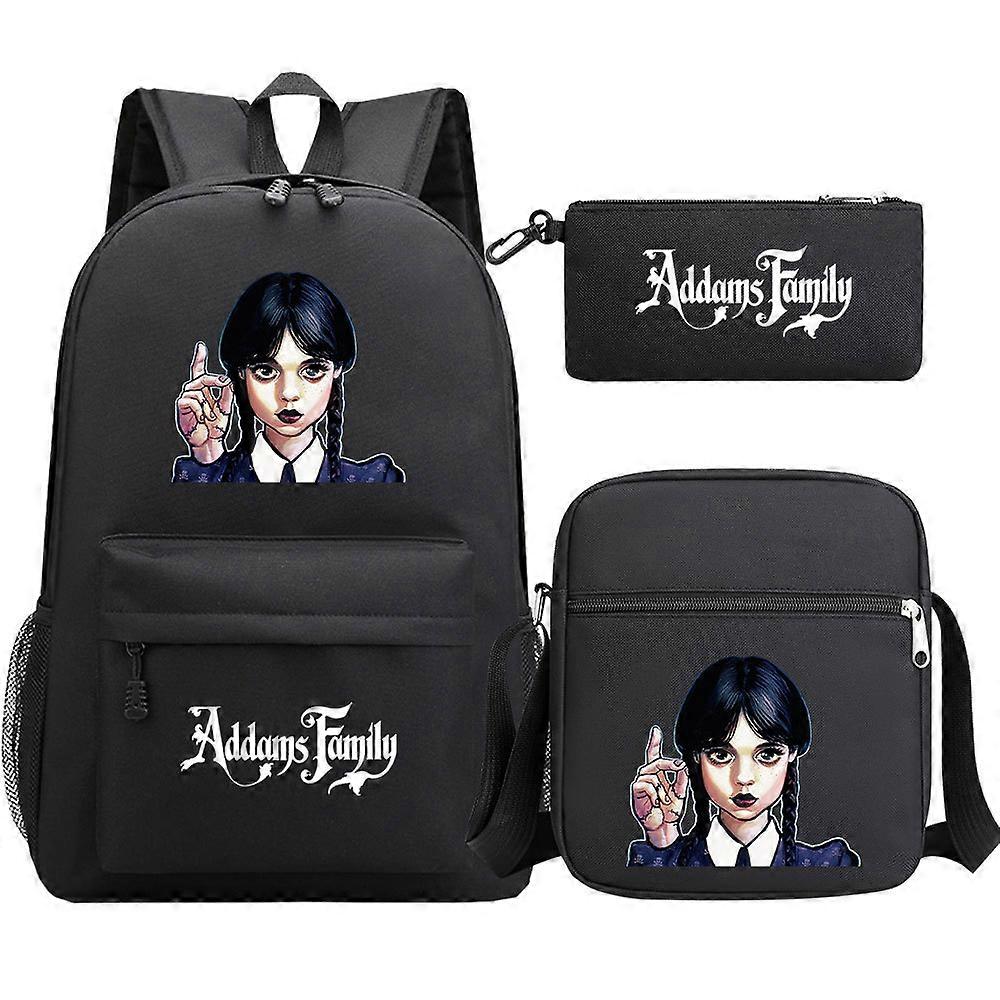 Wednesday Addams Ryggsäckar - 3st/set Mochila för studenter, pojkar, flickor, tonåringar - casual resväska för män, kvinnor - ryggsäck skolväska av hög kvalitet
