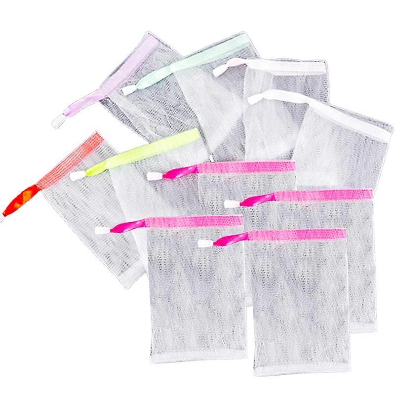 10Pcs/Set Soap Saver Bag Quickly Foam Drawstring Design Non-slip Portable Handmade Soap Foaming Net for Bath