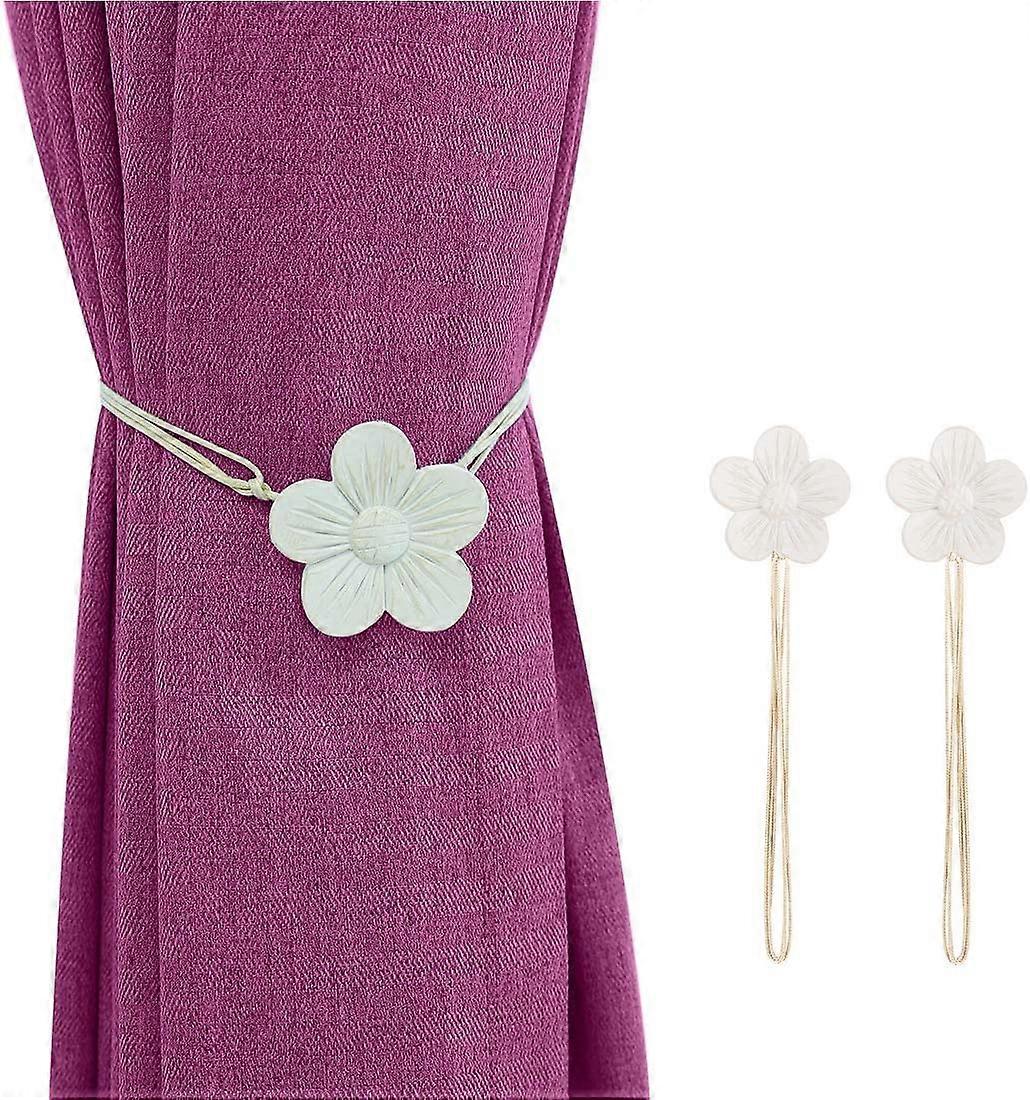 Set of 2 Retro Magnetic Curtain Tiebacks, Japanese Apricot, Hard Resin Curtain Buckle Decoration with Powerful Durable Magnetism for Home Office Home