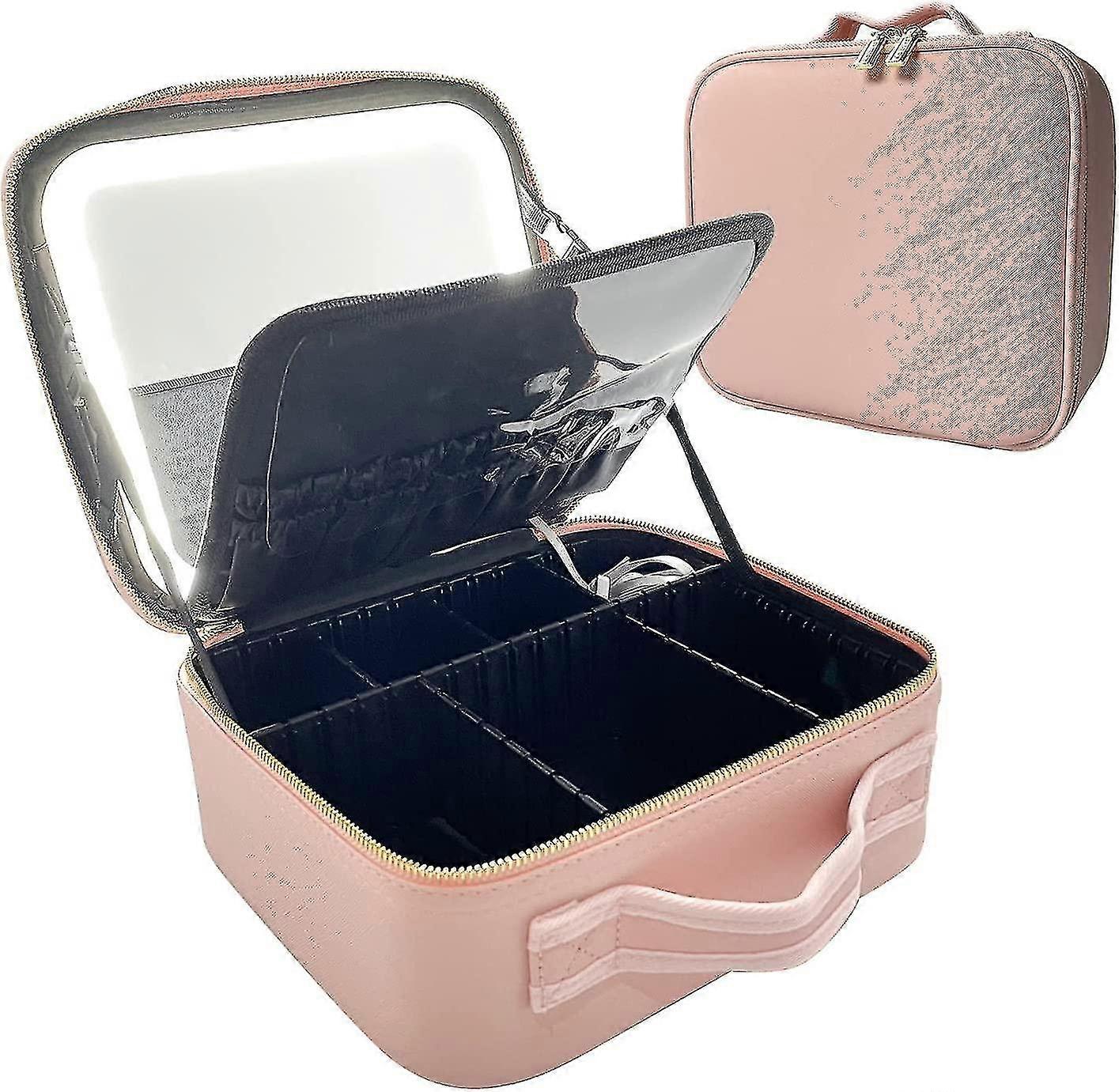 Makeup Bag With Mirror And 3 Color Led Light