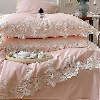 Premium Bettwäsche Französische Spitze Princess Wind Langstapel Baumwolle Vierteilige Baumwolle Mädchen Bettwäsche