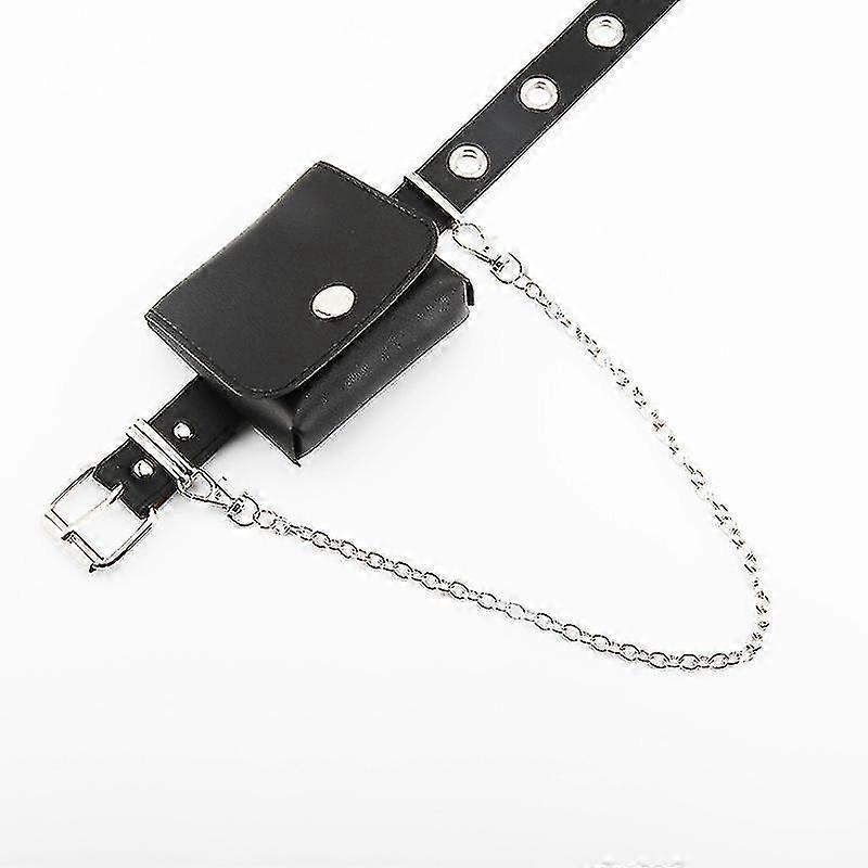 Punk Uniform Belts Full Hole Fashion Versatile1pc,black) A