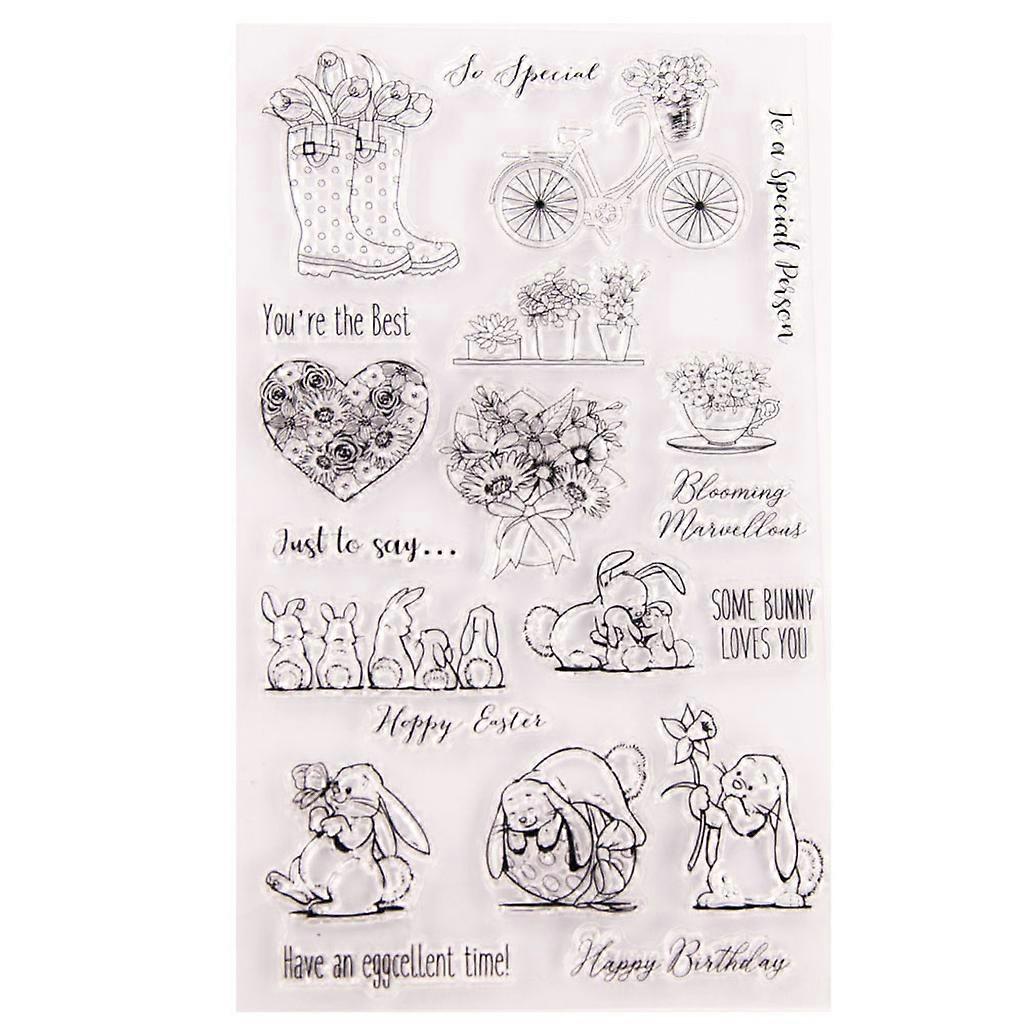 أزهار الأرنب سيليكون واضح ختم ختم DIY سكرابوكينغ النقش ألبوم صور الورق الحرف اليدوية
