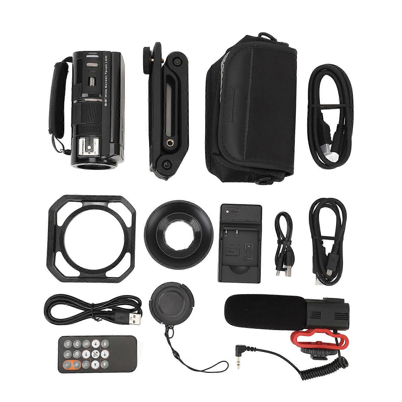 Digital Camcorder 30X Zoom 4K 30FPS 270 Degree Rotating 3.5inch IPS Touchscreen Anti Shake Night Vision Vlogging Camcorder for Recording Life